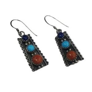 Vintage Running Bear Trading Co Genuine Native American Sterling Silver Earrings